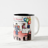 退職パーソナライズされた – 女性の漫画 ツートーンマグカップ (正面右)