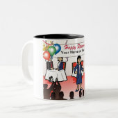 退職パーソナライズされた – 女性の漫画 ツートーンマグカップ (正面左)