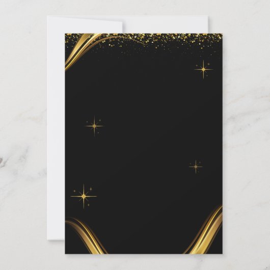 退職パーティの招待状エレガントブラック金ゴールド 招待状 (裏面)