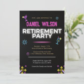 退職パーティの招待状カラフルネオンモダン 招待状 (スタンド正面)