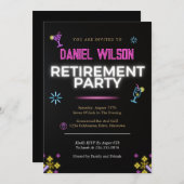 退職パーティの招待状カラフルネオンモダン 招待状 (正面/裏面)