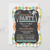 退職パーティの招待状カラフルレトロアーガイル 招待状 (正面)
