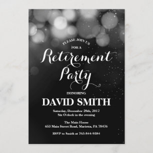 退職パーティの招待状カードシルバーグリッター 招待状