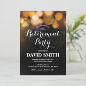 退職パーティの招待状カード金ゴールドグリッター 招待状 (スタンド正面)