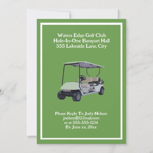退職パーティの招待状ゴルフ愛好家 招待状 (裏面)