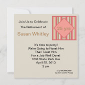 退職パーティの招待状ストライプ 招待状 (裏面)