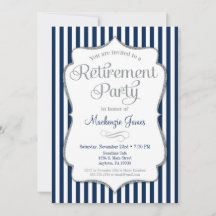 退職パーティの招待状ネイビーブルーシルバーグレイ