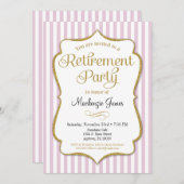 退職パーティの招待状ピンク金ゴールドレエレガントディ 招待状 (正面/裏面)