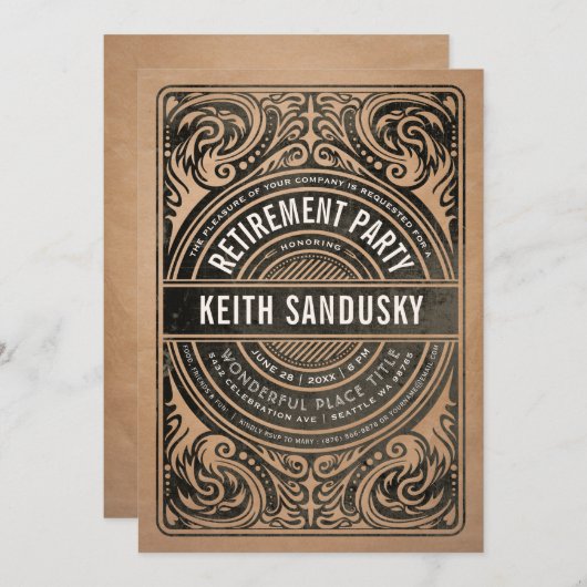退職パーティの招待状素朴ズクラフトBBQ 招待状 (正面/裏面)