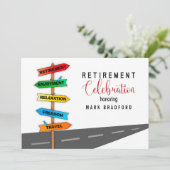 退職パーティの招待状道路シンボルや象徴ホワイトネーム 招待状 (スタンド正面)