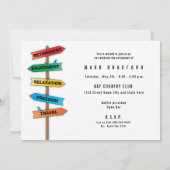 退職パーティの招待状道路シンボルや象徴ホワイトネーム 招待状 (裏面)