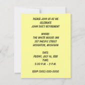 退職パーティの招待状金ゴールド懐中時計! 招待状 (裏面)