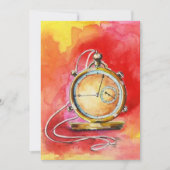 退職パーティの招待状金ゴールド懐中時計 招待状 (正面)