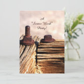 退職パーティの招待状、おもしろいねじ作業 招待状 (スタンド正面)