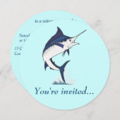 退職パーティの招待状:アトランティックブルーマーリン 招待状 (正面/裏面)