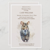 退職パーティの招待状 – ジャック付きマウス 招待状 (正面/裏面)