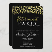退職パーティの招待状、ブラックおよび金ゴールド 招待状 (正面/裏面)