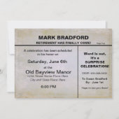 退職パーティの招待状 – 写真の挿入/ニュース 招待状 (裏面)