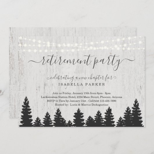 退職パーティの招待状|冬素朴 招待状 (正面/裏面)