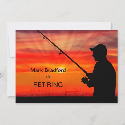 退職パーティの招待状-魚釣りサンセット 招待状 (正面)