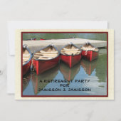 退職パーティの招待状、3つの赤カヌー 招待状 (正面)