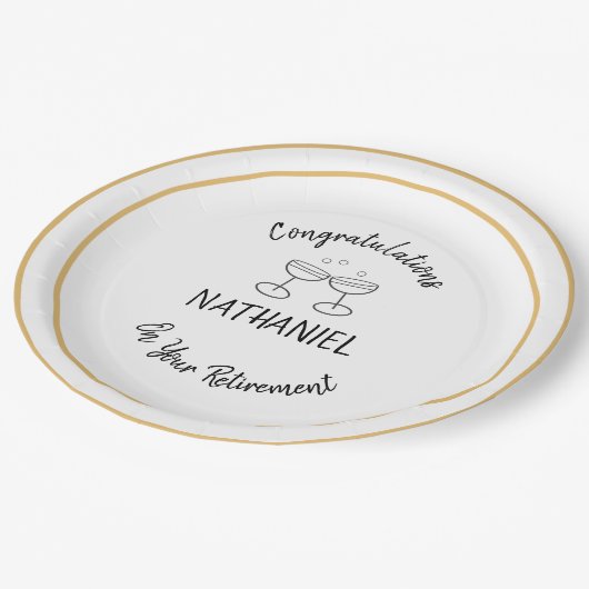 退職パーティーおめでとう名前をカスタムする ペーパープレート (アングル)