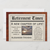 退職パーティーおもしろい新聞招待状 招待状 (正面)