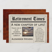 退職パーティーおもしろい新聞招待状 招待状 (正面/裏面)