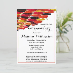 退職パーティーおもしろい飛んでいる傘 招待状