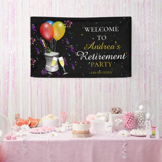 退職パーティーお祝いブラックウェルカム 横断幕 (パーティー)