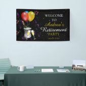 退職パーティーお祝いブラックウェルカム 横断幕 (トレードショー)