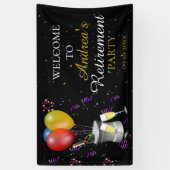 退職パーティーお祝いブラックウェルカム 横断幕 (縦)