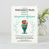 退職パーティーお祝い医療ナース おもしろい 招待状 (スタンド正面)