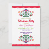 退職パーティーのフェスタのメキシコ人の花柄 招待状 (正面)