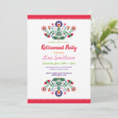 退職パーティーのフェスタのメキシコ人の花柄 招待状 (スタンド正面)