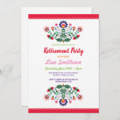 退職パーティーのフェスタのメキシコ人の花柄 招待状 (正面/裏面)