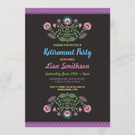 退職パーティーのフェスタのメキシコ人の花柄 招待状