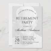 退職パーティーのブラックアンドホワイトの透明な写真 招待状 (正面)