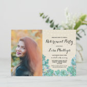 退職パーティーのミントの花のSucculentsの写真 招待状 (スタンド正面)