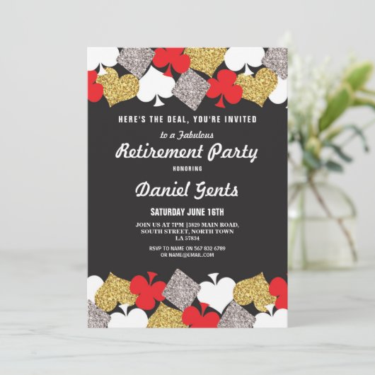 退職パーティーのラスベガスのカジノのRoyaleの招待 招待状 (スタンド正面)