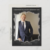 退職パーティーの写真カードヴィンテージの招待状 案内ポストカード (正面/裏面)