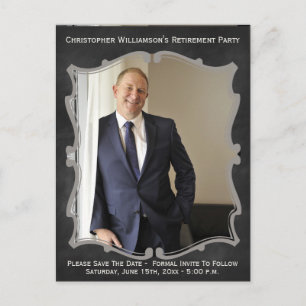 退職パーティーの写真カード保存日付のヴィンテージ 案内ポストカード