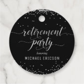 退職パーティーの好意ラベルエレガントシルバー、ブラック フェイバータグ (裏面)