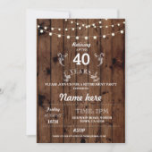 退職パーティーの素朴で退職したな木製の応援の招待 招待状 (正面)