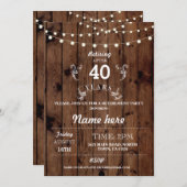 退職パーティーの素朴で退職したな木製の応援の招待 招待状 (正面/裏面)