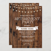 退職パーティーの素朴で退職したな木製の招待状 招待状 (正面/裏面)