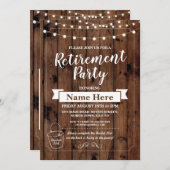 退職パーティーの素朴なバケツのリストの木製の招待 招待状 (正面/裏面)