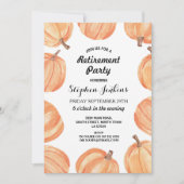 退職パーティーの素朴な水彩画のカボチャ秋 招待状 (正面)