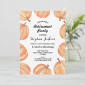 退職パーティーの素朴な水彩画のカボチャ秋 招待状 (スタンド正面)