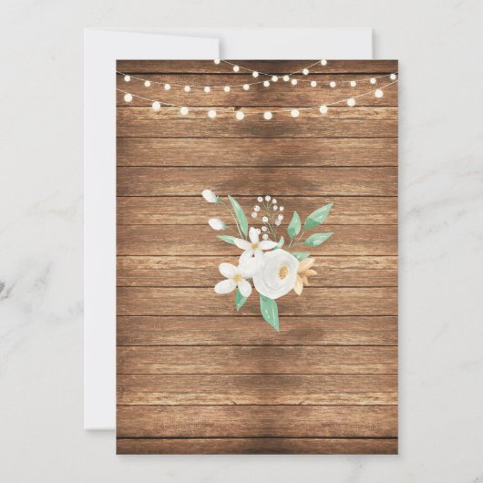 退職パーティーの素朴な白い花木バーラップ 招待状 (裏面)